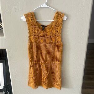Orange Crochet Sleeveless Romper
